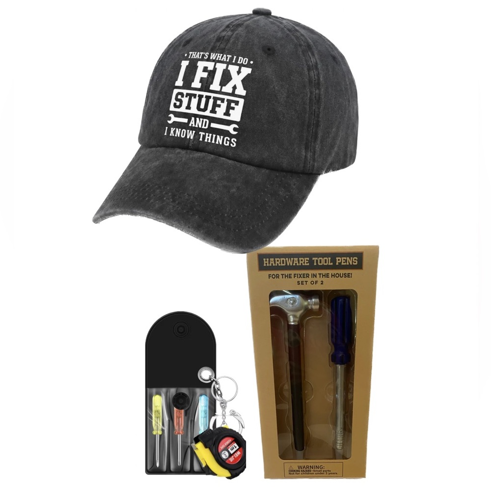 Father’s Day Mr. Fix It Bundle - Hat, Mini Screw Drivers, Tape Measurer, Pens - Picture 1 of 8
